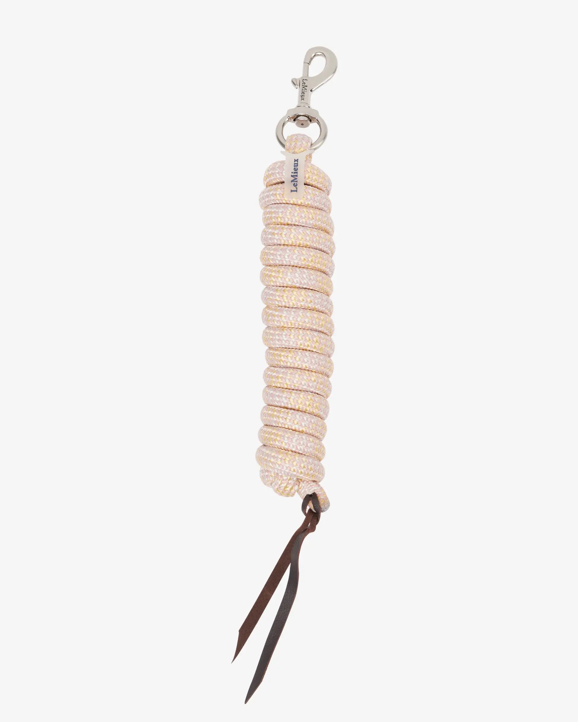 LeMieux Training Leadrope Blossom Stone Mimosa - 3m Woven Horse Lead Rope with Leather Tail & Metal Clip - Equiflair