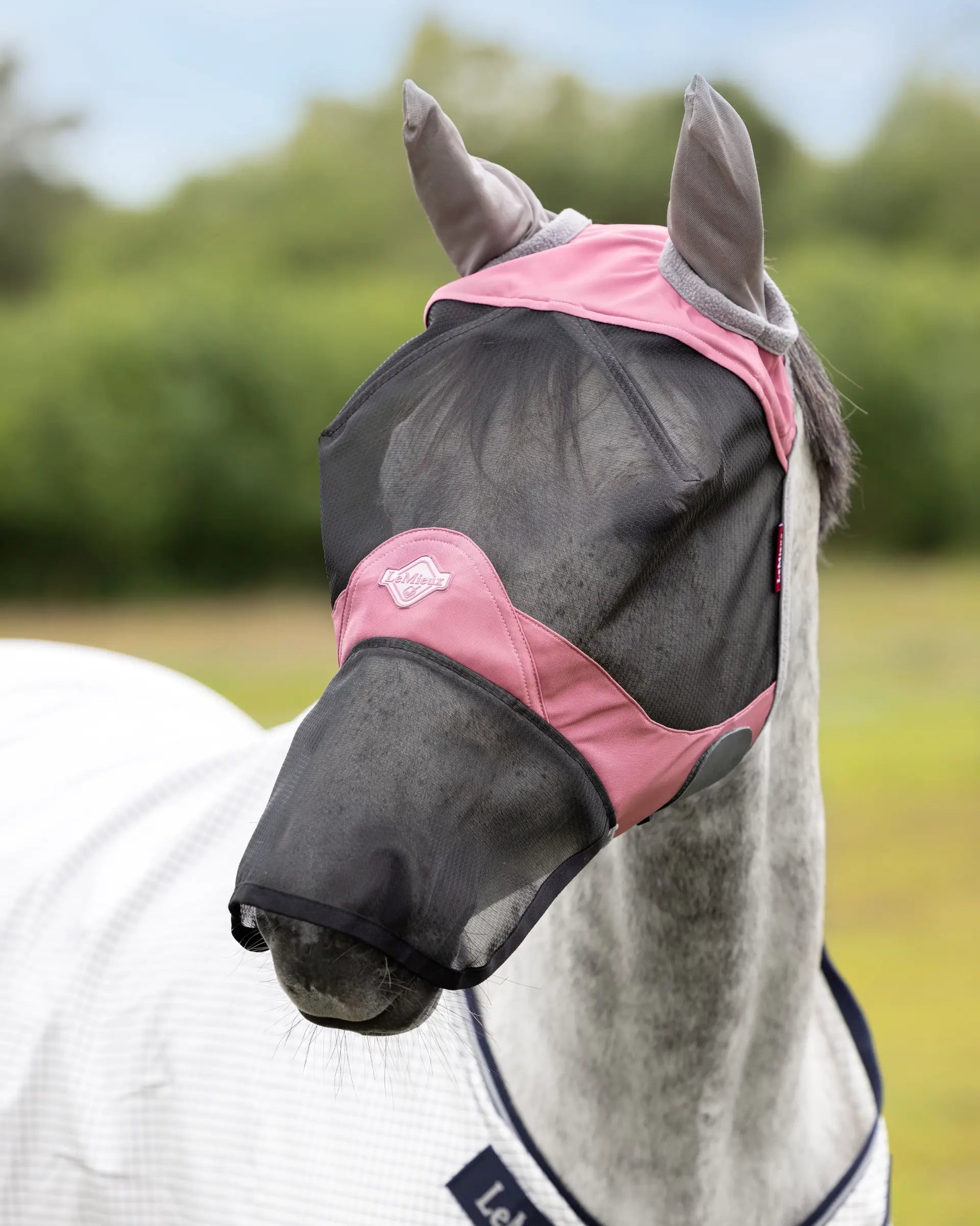 LeMieux Visor-Tek Peony Horse Fly Mask: Full face protection with UV protection, breathable mesh, and comfortable fit. Protect your horse!