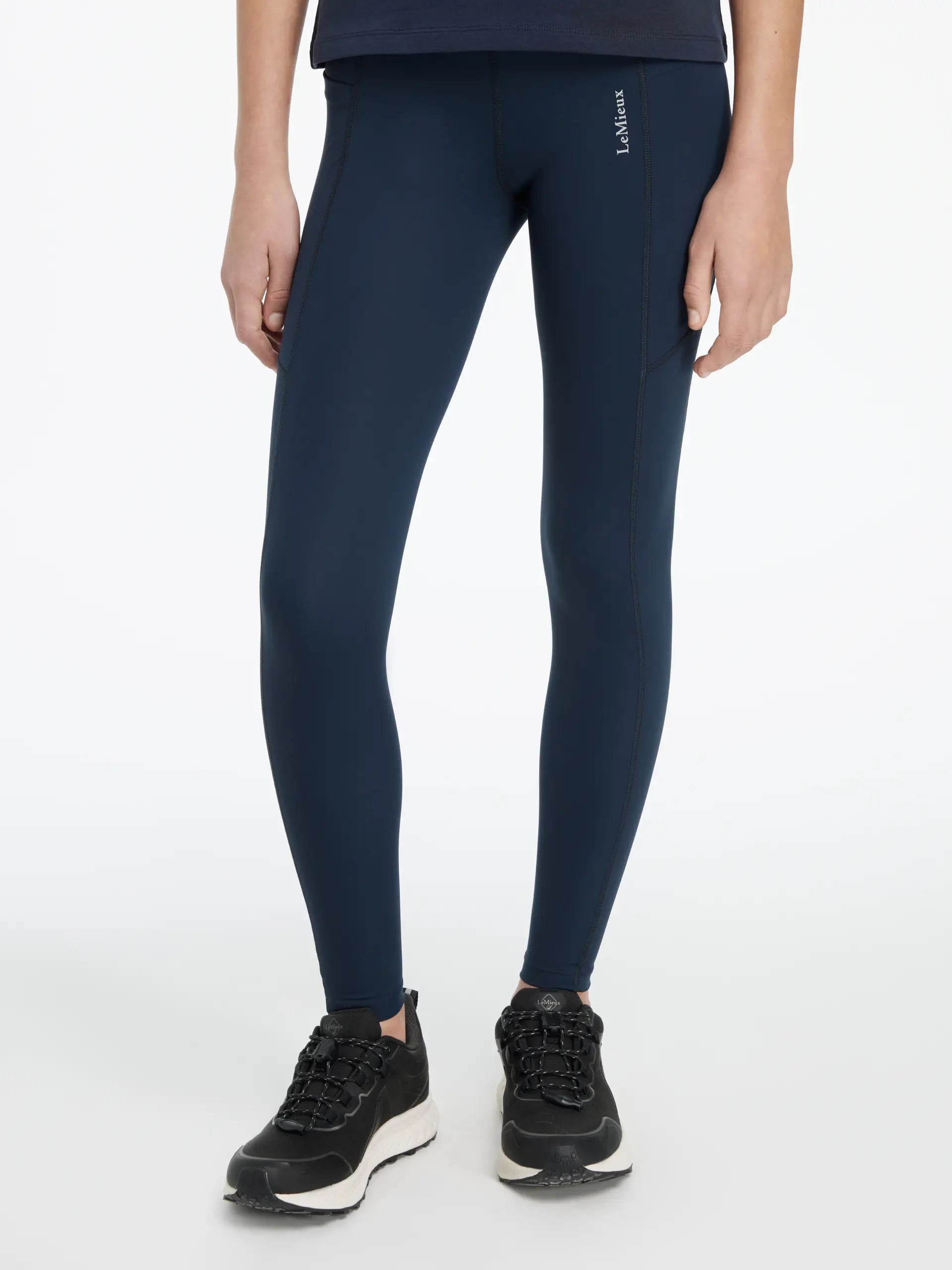 LeMieux Young Rider Darla Sport Legging Navy - Technical Equestrian Leggings, Comfort Fit, Phone Pockets