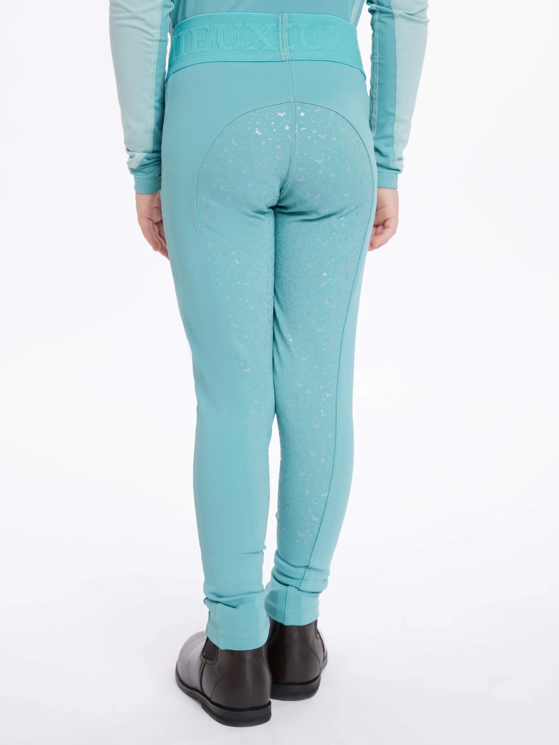LEMIEUX Mini Lagoon Riding Leggings for Kids: Equestrian Pull-Ons with Full Seat Silicone Grip & Phone Pockets