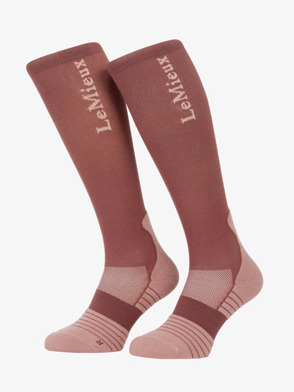 LeMieux Performance Socks Rosewood: Foot Stabilizing, Breathable Riding Socks