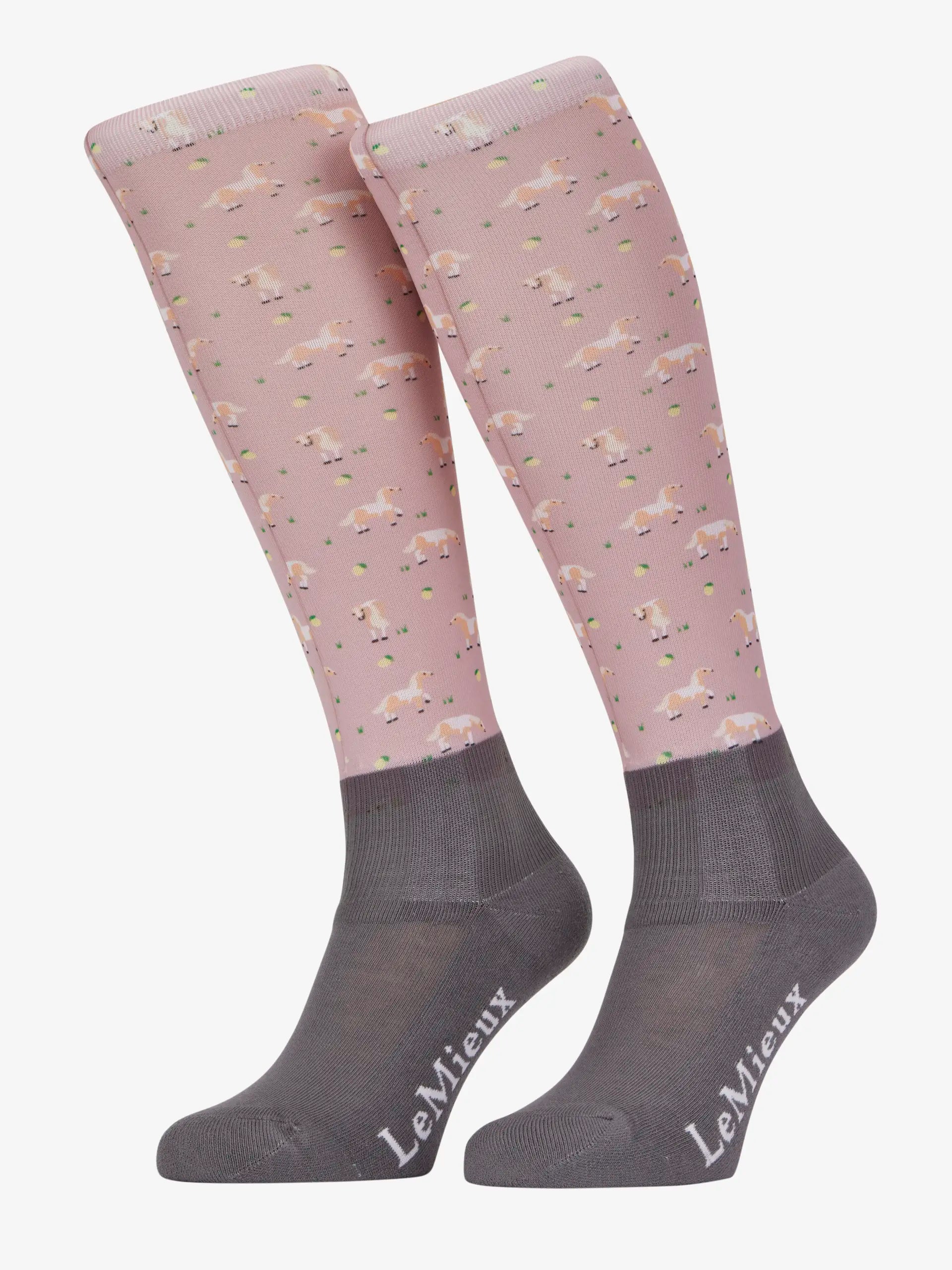 LEMIEUX FOOTSIE SOCKS LEMON: Equestrian riding socks, padded sole, moisture-wicking, comfort, funky style.