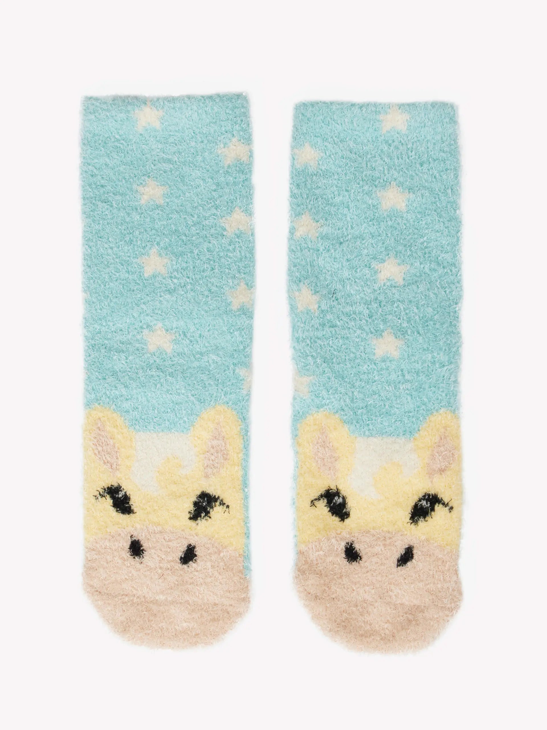 LeMieux Mini Fluffy Socks - Lemon Pony Design, Super Soft Warm Socks for Kids, Horse Socks, Equestrian Apparel.