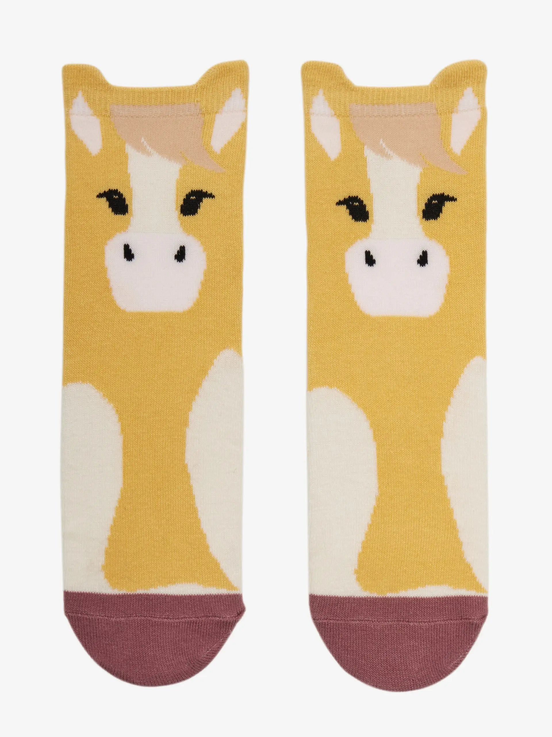 Lemon Horse Socks 2-Pack for Kids | Equestrian Style Cotton Rich Children's Socks