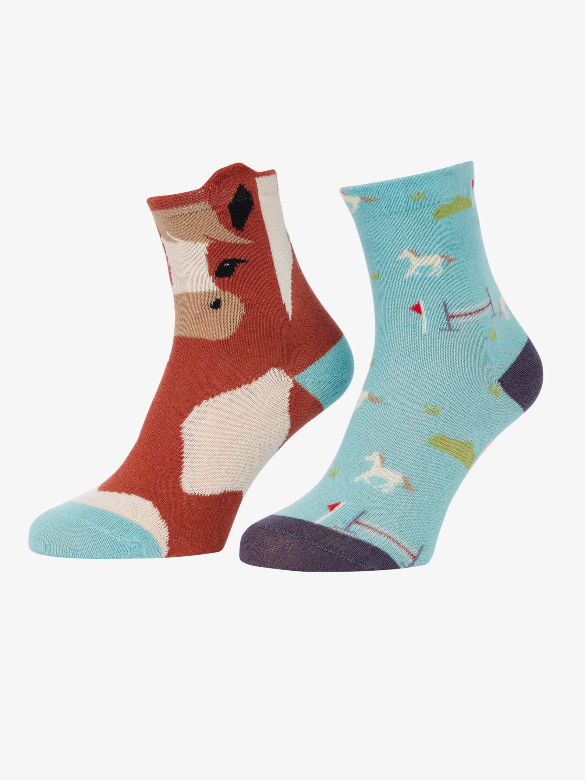 LEMIEUX Mini Character Socks 2 Pack Flash - Horse Equestrian Theme - Childrens Socks