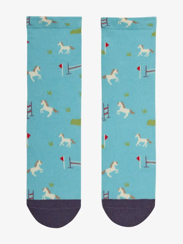LEMIEUX Horse Jumping Socks 2-Pack - Equiflair Equestrian Children's Socks Blue