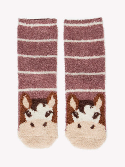 LeMieux Duke Fluffy Socks - Horse Character Socks for Warmth & Style, Equestrian Socks