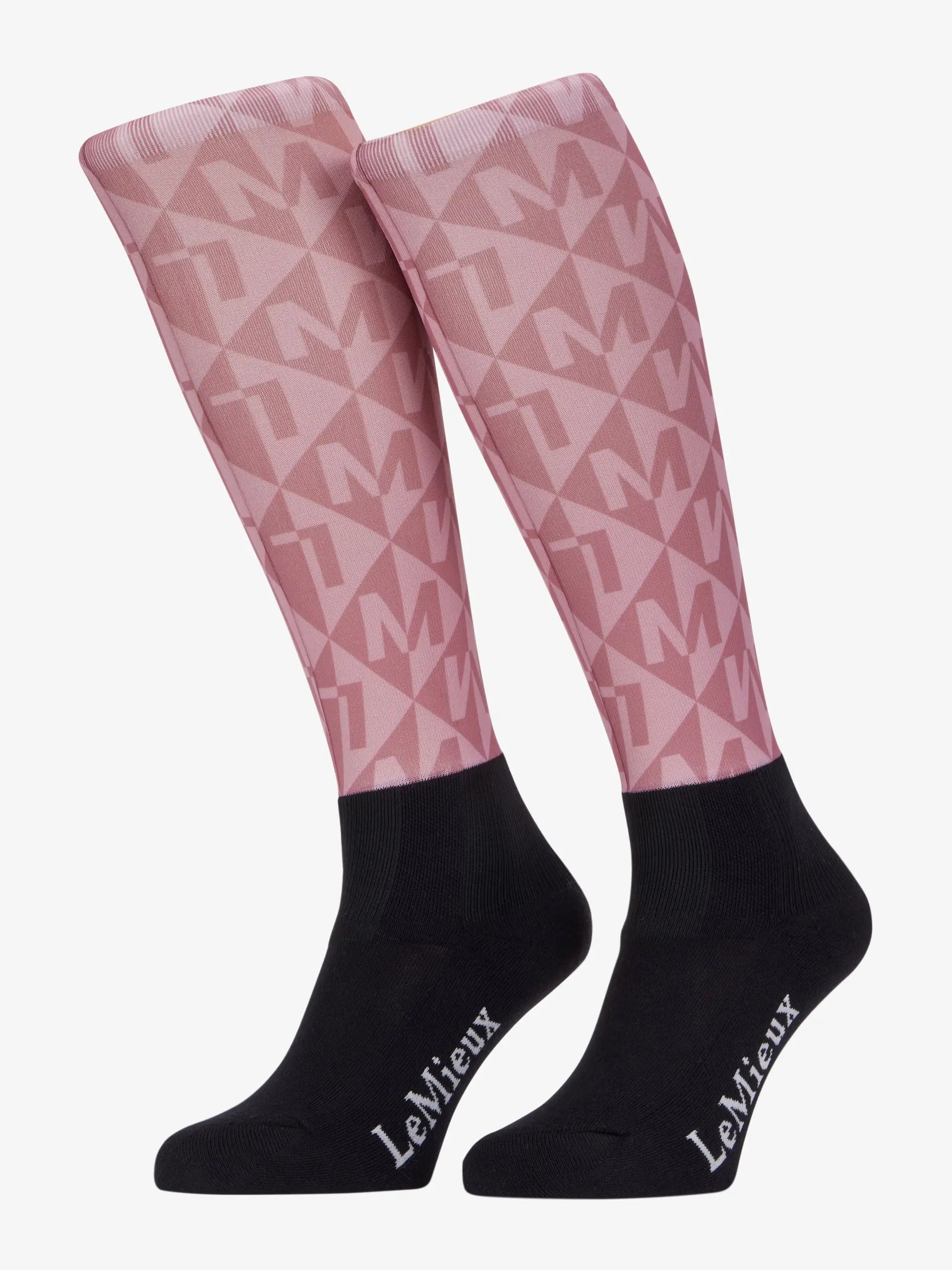 Lemieux Footsie Socks Clea Peony - Pink Riding Socks with Black Foot & Logo - Buy at Equiflair!
