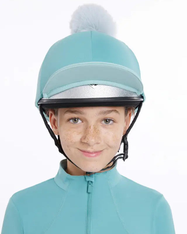 Lemieux Lagoon Equestrian Helmet with Faux Fur Pom Pom - Horse Riding Safety Gear