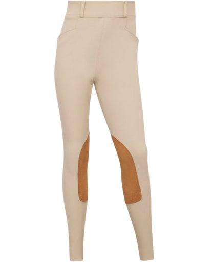 LeMieux Young Rider Hunter Breeches - Beige Equestrian Riding Pants with Suede Knee Patches