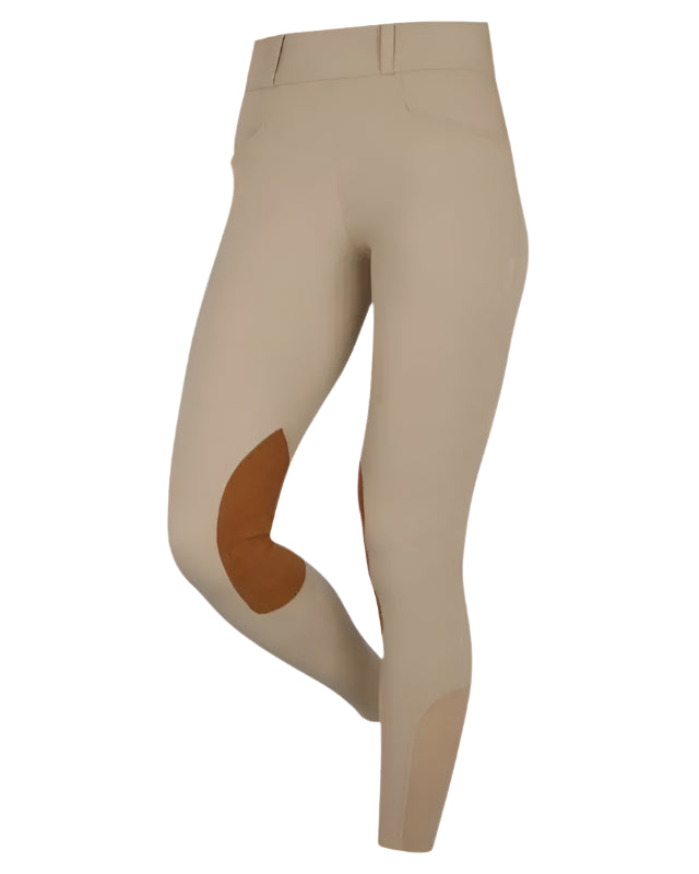LEMIEUX Beige Hunter Riding Breeches - Side Zip Equestrian Pants with Knee Patches for Horse Riding
