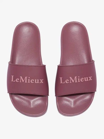 LeMieux Ladies Sliders Rosewood: Comfortable & Stylish Women's Footwear for Pool, Home & Everyday. Rosewood colored LeMieux Branded Slides