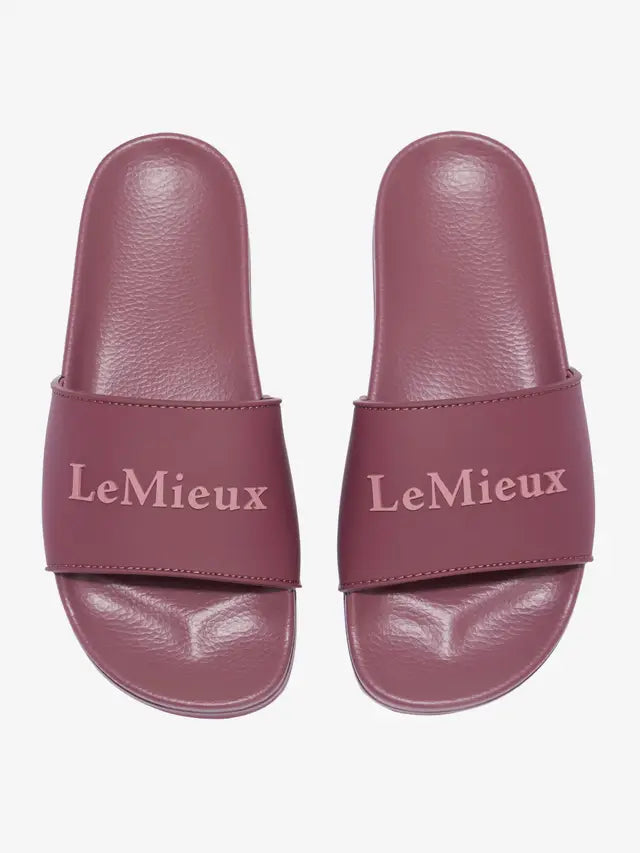 LeMieux Ladies Sliders Rosewood: Comfortable & Stylish Women's Footwear for Pool, Home & Everyday. Rosewood colored LeMieux Branded Slides