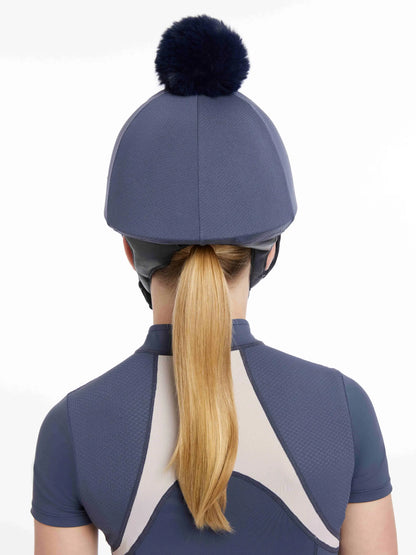 LEMIEUX MARIA MESH HAT SILK DUSK BLUE - Mesh riding hat silk with removable pom pom - Equiflair