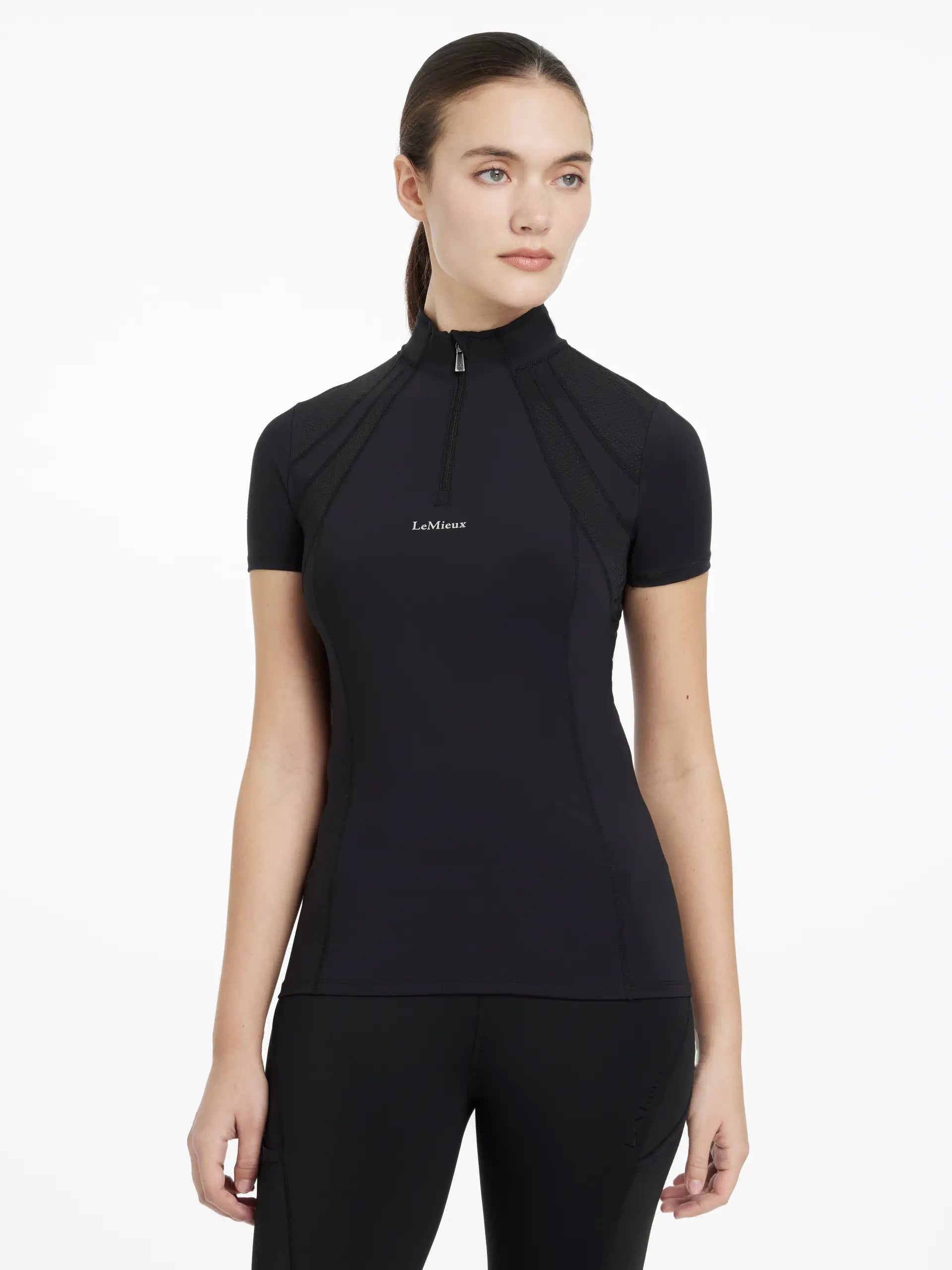 LEMIEUX Mia Mesh Black Short Sleeve Base Layer | Equestrian Riding Top, UV Protection, Sweat-Wicking