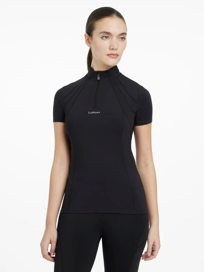LEMIEUX Mia Mesh Black Short Sleeve Base Layer | Equestrian Riding Top, UV Protection, Sweat-Wicking