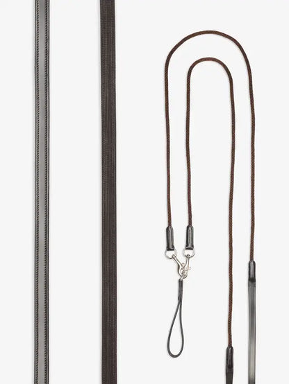LEMIEUX Leather Draw Reins Brown - Horse Riding Training Equipment