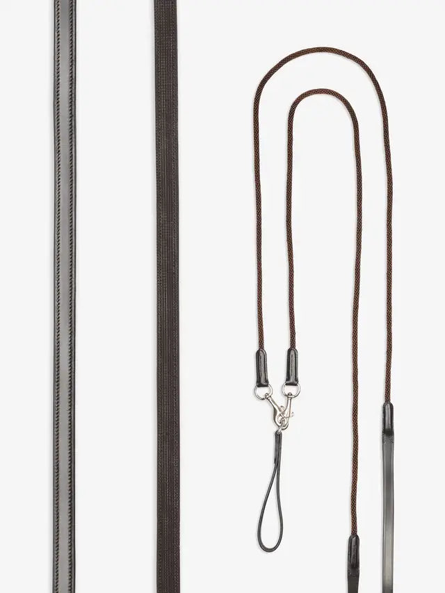 LEMIEUX Leather Draw Reins Brown - Horse Riding Training Equipment