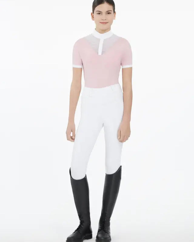 LeMieux Young Rider Eva Blossom Show Shirt | Equestrian Apparel | Pink Short Sleeve Riding Shirt