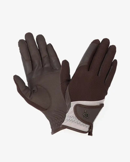 LEMIEUX Pro Mesh Riding Gloves - Brown & Almond: Summer Lightweight Equestrian Gloves by Equiflair