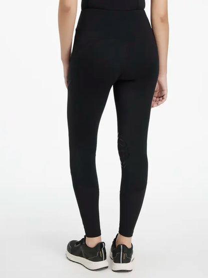 Lemieux Lydia Black Mesh Riding Leggings: Four-Way Stretch, Silicone Knee Grip, Equestrian Apparel