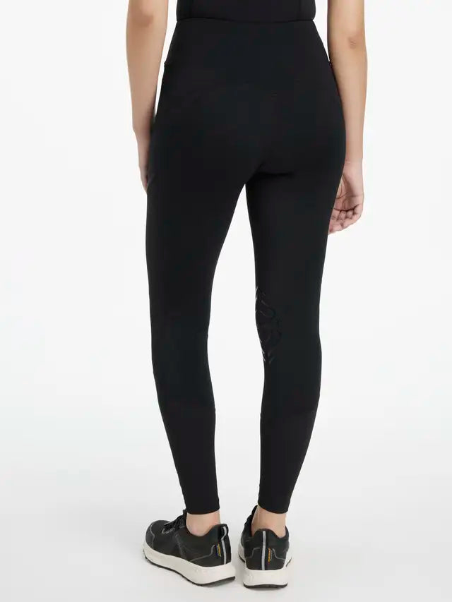 Lemieux Lydia Black Mesh Riding Leggings: Four-Way Stretch, Silicone Knee Grip, Equestrian Apparel