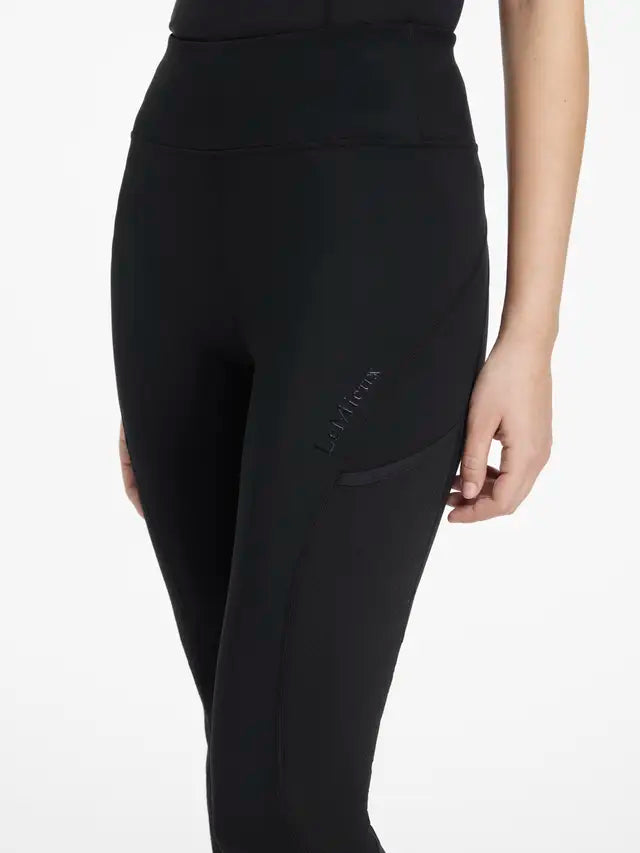LeMieux Lydia Black Mesh Leggings: Four-Way Stretch, Comfort, Silicone Knee Grip