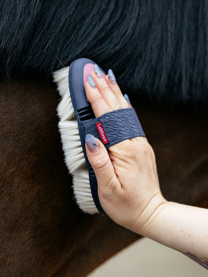 LEMIEUX Flexi Goat Hair Body Brush being used on a horse - Horse grooming made easy!