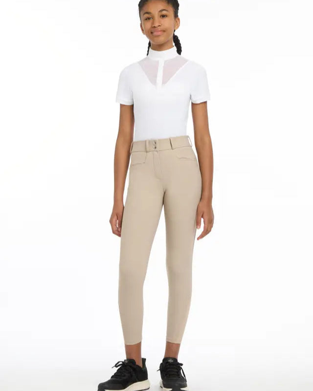 Lemieux Young Rider Izzy Full Seat Breeches Almond: Equestrian riding pants for youth, comfortable & stylish. #equiflair