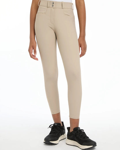 LE MIEUX Young Rider Izzy Full Seat Breeches in Almond. Stylish, Technically Designed Riding Breeches for Young Equestrians.