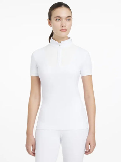 LeMieux Sophia White Short Sleeve Pleated Equestrian Show Shirt for Competition | Equiflair