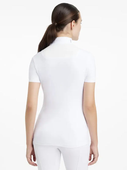 LEMIEUX Sophia White Show Shirt - Short Sleeve Pleated Riding Top for Equestrian Competition. #Equiflair #EquestrianFashion