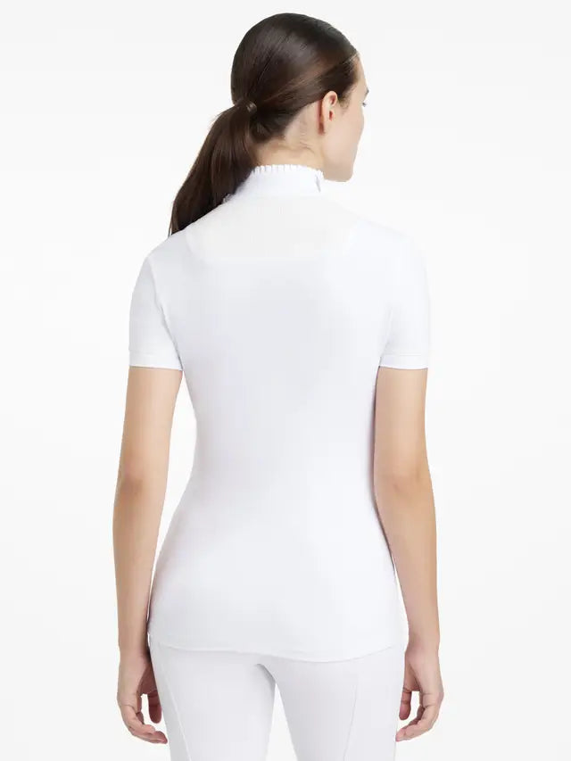 LEMIEUX Sophia White Show Shirt - Short Sleeve Pleated Riding Top for Equestrian Competition. #Equiflair #EquestrianFashion