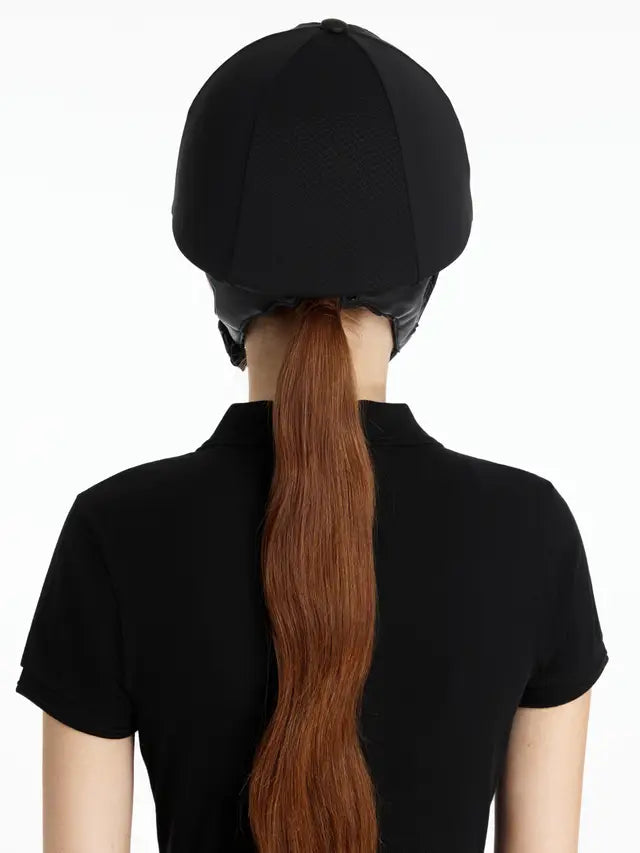 LeMieux Pro Mesh Hat Silk - Black equestrian riding helmet cover. Breathable, secure fit for horse riding.