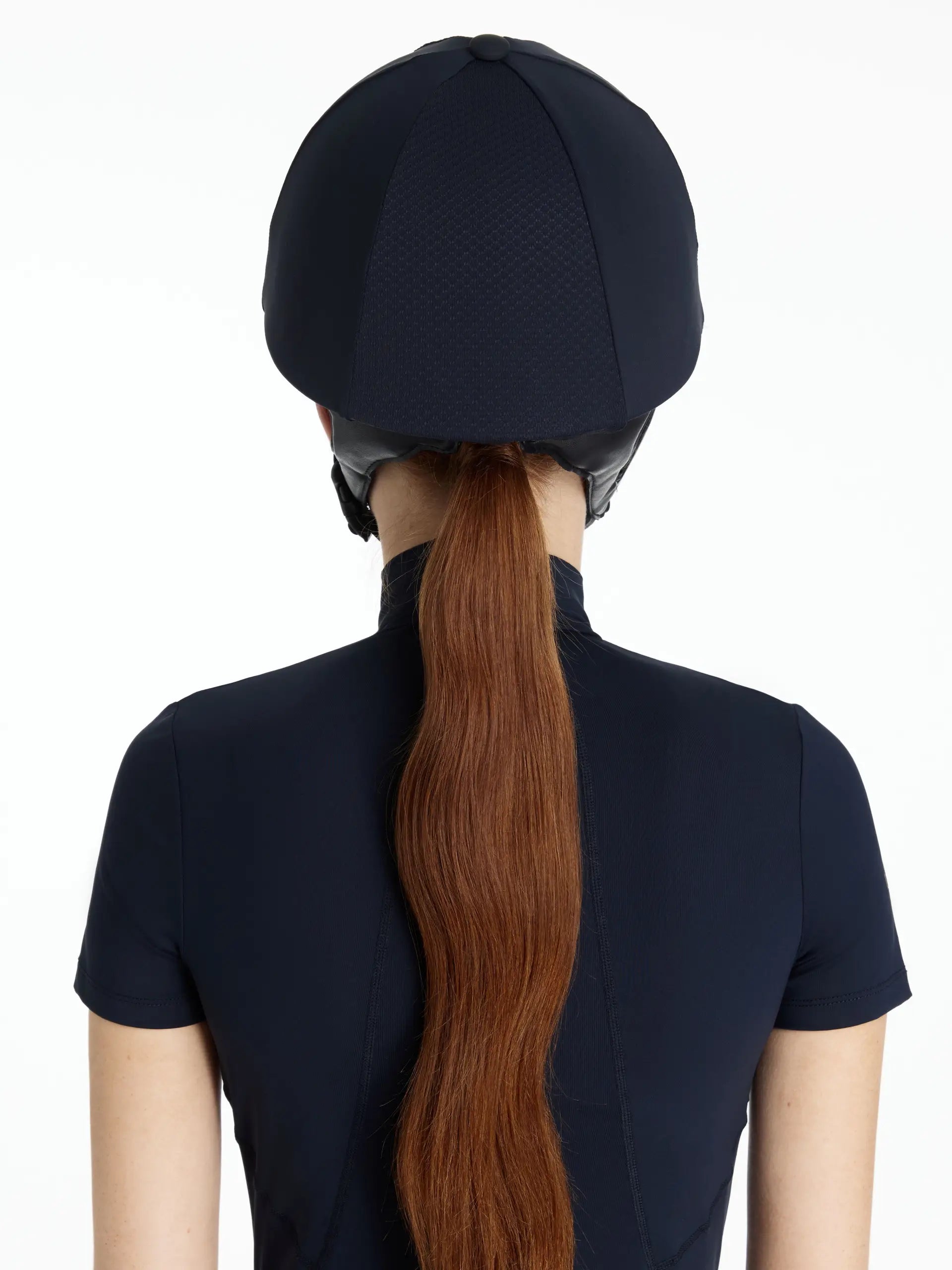 LeMieux Pro Mesh Hat Silk Navy Riding Helmet Cover. Breathable, comfortable equestrian headwear.