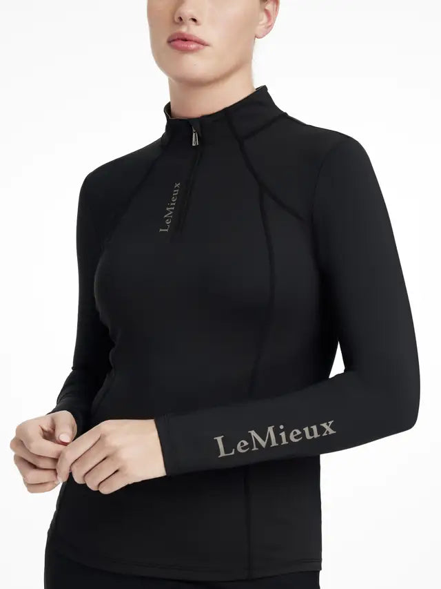 LEMIEUX Classique Black Base Layer: Women's Equestrian Riding Top - Moisture Wicking, UV Protection
