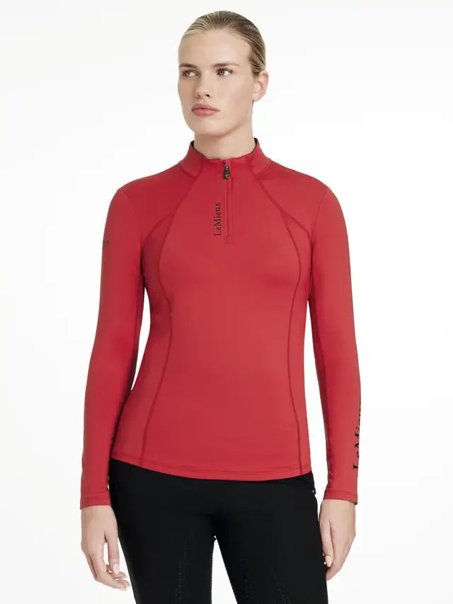 LeMieux Classique Chilli Base Layer - Equestrian Long Sleeve Riding Top UV Protection, Moisture Wicking, 1/4 Zip