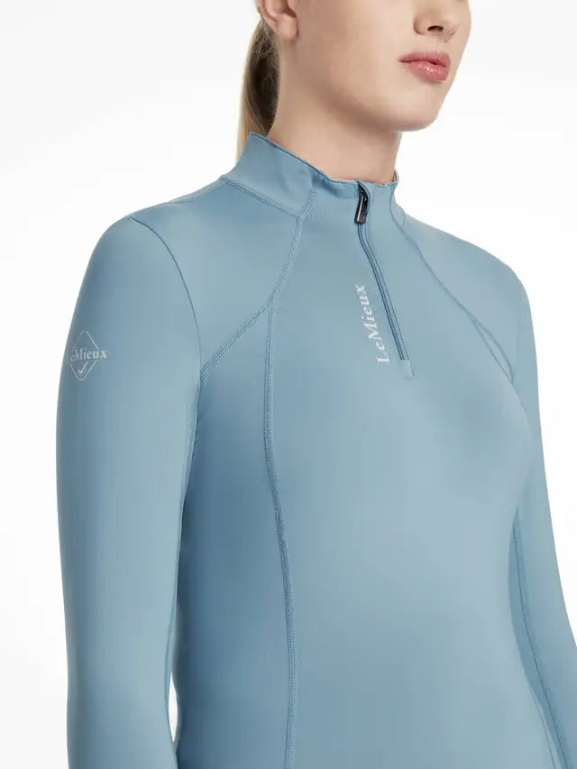LeMieux Classique Base Layer - Ice Blue: Quarter Zip, UV50+, Equestrian Riding Apparel