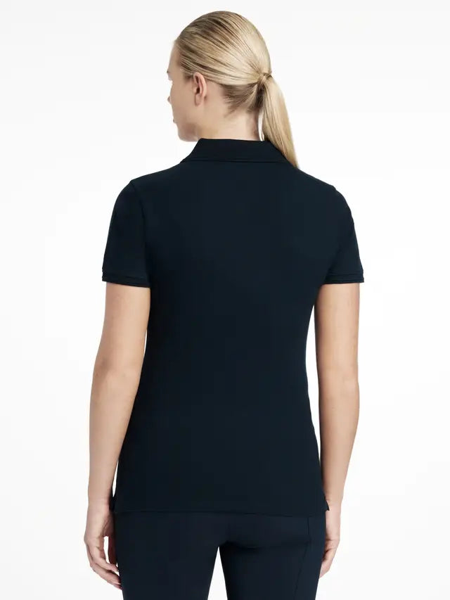 Lemieux Classique Navy Polo Shirt for Women | Back View, Equestrian Style, Quick Drying Cotton Blend