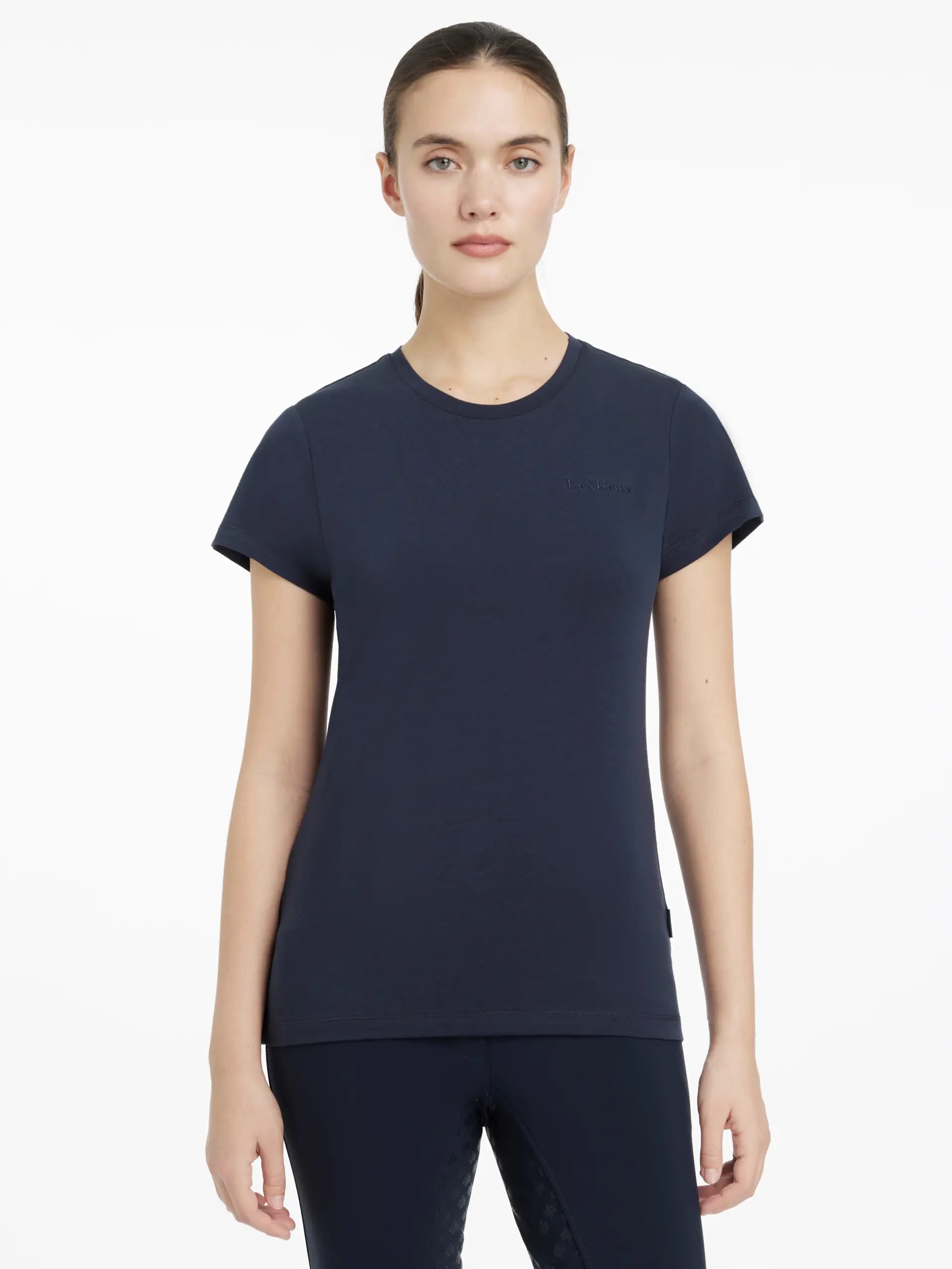 LeMieux Classique Navy T-Shirt: Women's Equestrian Riding Apparel, Sweat-Wicking, Anti-Odour. Stylish & Comfortable. Shop Now!