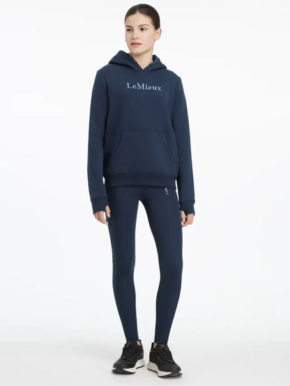 LeMieux Young Rider Classique Navy Hoodie: Stylish and comfortable for young equestrians.