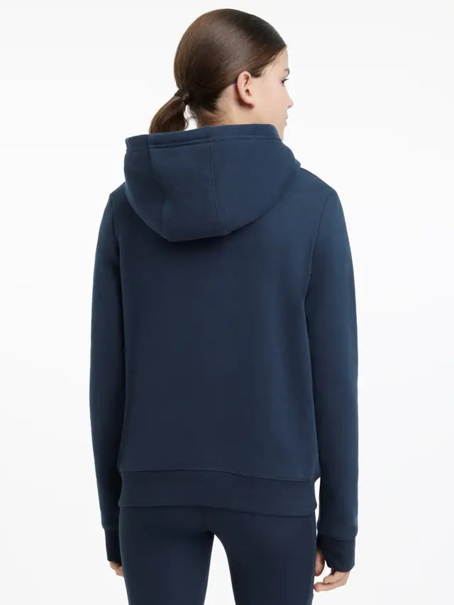 LeMieux Young Rider Classique Navy Hoodie Back View | Equestrian Clothing | Kids Blue Hooded Sweatshirt