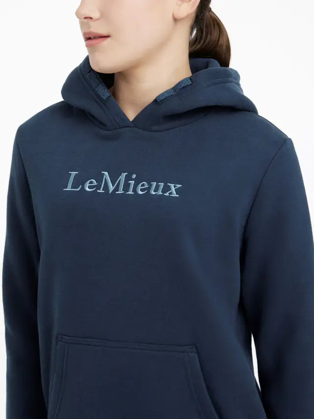 LeMieux Young Rider Classique Navy Hoodie: Youth Equestrian Apparel with Embroidered Logo and Kangaroo Pocket