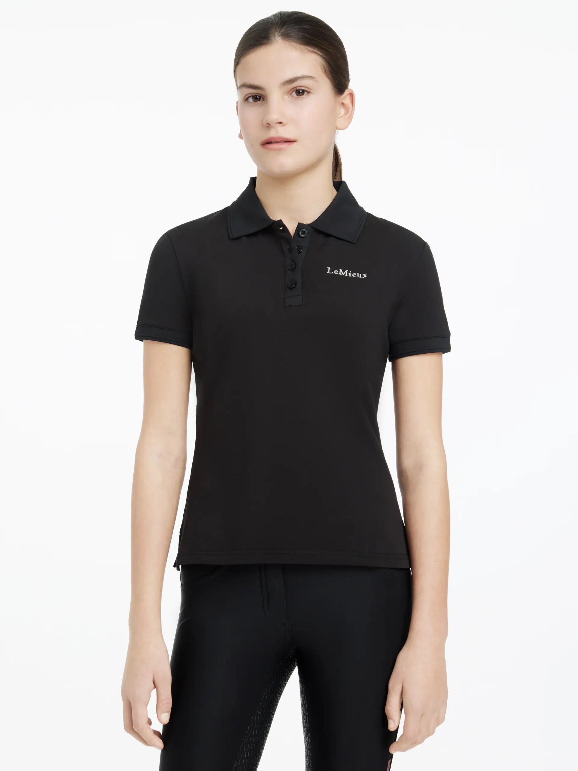 LeMieux Young Rider Classique Black Polo Shirt - Equestrian Clothing for Girls