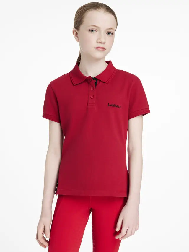 LEMIEUX Young Rider Classique Polo Shirt Chilli Red - Equiflair. Girl's polo shirt.