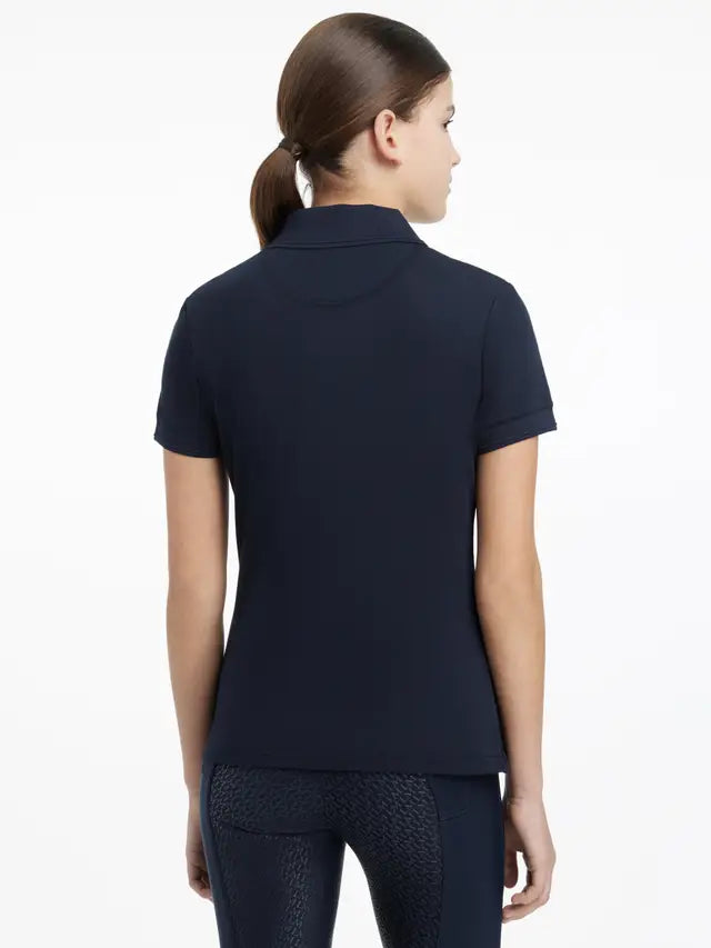LEMIEUX Young Rider Classique Navy Polo Shirt - Back View, Children's Equestrian Apparel, Polo Shirt for Kids, Equiflair