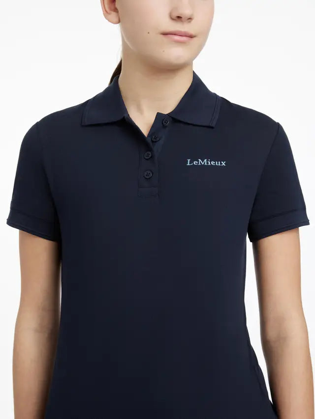 Lemieux Young Rider Classique Polo Shirt - Navy Equestrian Polo for Girls | Comfortable & Stylish Riding Apparel