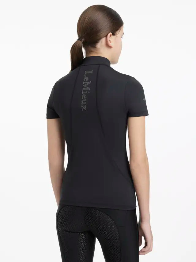 LEMIEUX YOUNG RIDER CLASSIQUE Short Sleeve Base Layer BLACK Equiflair, Kids Equestrian Apparel, Breathable Sport Top