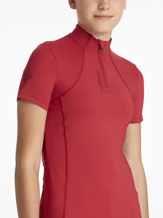 LeMieux Young Rider Classique Chilli Red Short Sleeve Base Layer Shirt for Equestrian Sports