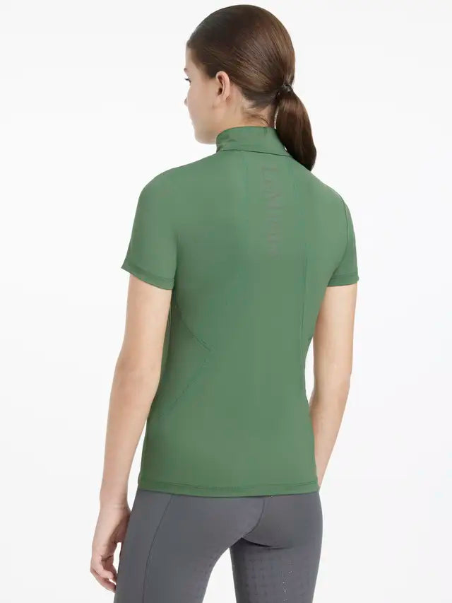 LeMieux Young Rider Classique Hunter Green Short Sleeve Riding Shirt. Youth Equestrian Base Layer Top.